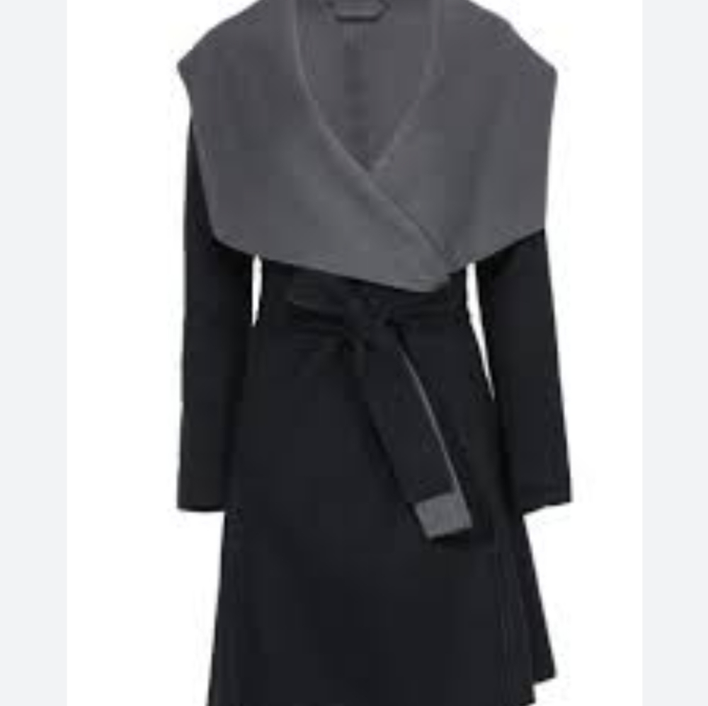 Diane Von Furstenburg Reversible Wool Blend Wrap Drape Coat Jacket Small